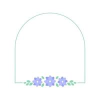 Lavender floral arch frame template. Geometric border with vine and flower pattern. Vector rounded border with space for text.