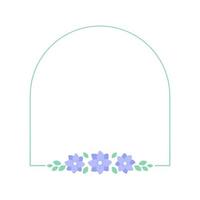 Lavender floral arch frame template. Geometric border with vine and flower pattern. Vector rounded border with space for text.