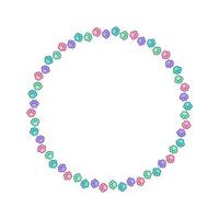 Round colorful pastel animal paw print frame with empty space for your text and images. Cute dog paw prints border. Vector illustration