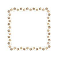 Square frame made of animal paw prints with empty space for your text and images. Cute dog paw print border. Vector illustration