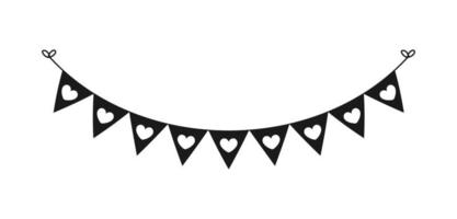 Hanging bunting garland flags with heart pattern for Valentines parties vector illustration