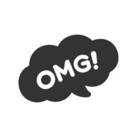 OMG speech bubble chat online messaging icon. Cute black text lettering vector illustration.