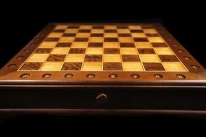 Chess box on a dark background. Chess field. photo