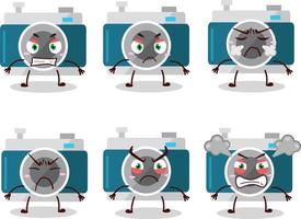 Camera pocket cartoon character with various angry expressions vector