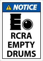 Notice Sign RCRA Empty Drums On White Background vector