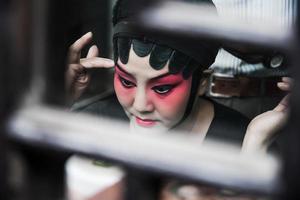 SUZHOU - OCT 04-Close-up of a chinese opera actress is doing make up on October 10, 2015, Suzhou, China. photo