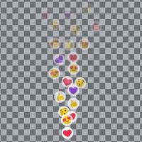 Likes flying up for stories and live streams. Colorful like and thumb icons for social media ui. Vector illlustration