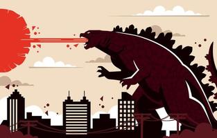 Lizard Monster Attacking the City Background vector