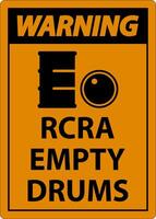 Warning Sign RCRA Empty Drums On White Background vector