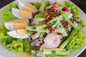 Minced pork, shrimp, boiled egg mixed with vegetable photo