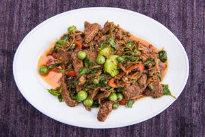 Fried pork with chili sauce photo