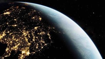 Raum Flug Über Planet Erde, Sterne im das Hintergrund 4k video
