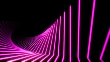 Glowing pink neon light beams motion background. video