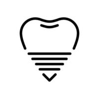 diente implante icono en línea estilo diseño aislado en blanco antecedentes. editable ataque. vector