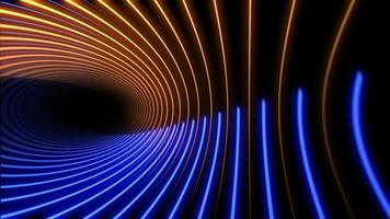 Glowing blue and gold neon circles motion background. video