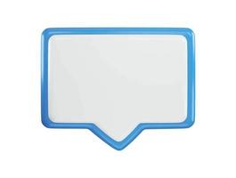 A blue speech bubble with a white background icon with 3d vector icon illustration