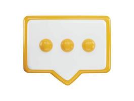 A yellow and white chat button with three yellow buttons icon with 3d vector icon illustration