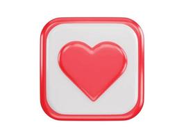 red heart button icon 3d rendering vector illustration