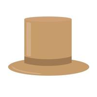 Top hat isolated on white background. Old classic man's hat tan color. Vector illustration.