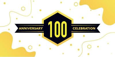 100 years anniversary logo vector design with yellow geometric shape with black and abstract design on white background template