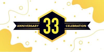 years anniversary logo vector design with yellow geometric shape with black and abstract design on white background template