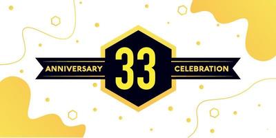 years anniversary logo vector design with yellow geometric shape with black and abstract design on white background template