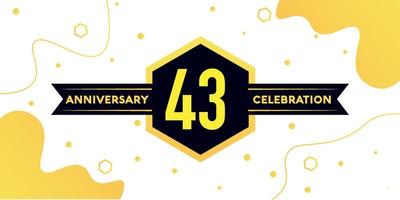 43rd  years anniversary logo vector design with yellow geometric shape with black and abstract design on white background template