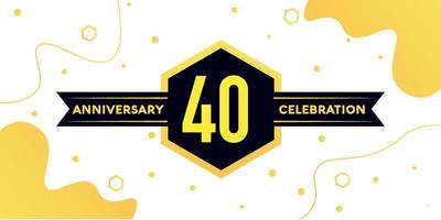 40 years anniversary logo vector design with yellow geometric shape with black and abstract design on white background template