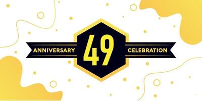 49 years anniversary logo vector design with yellow geometric shape with black and abstract design on white background template