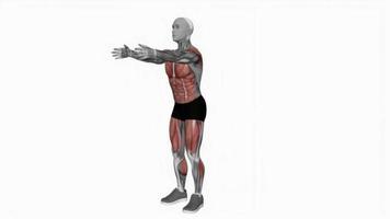 Bogenschütze Schritt zurück Fitness Übung trainieren Animation Video männlich Muskel Markieren 4k 60 fps