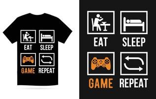 comer dormir juego repetir diseño de camiseta vector