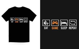 comer dormir juego repetir diseño de camiseta vector