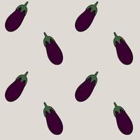 Seamless pattern with eggplant on a light background. Colorful vegetables in a flat style. Vector background.