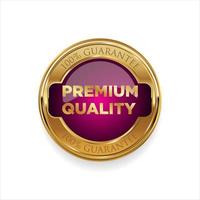 Premium quality golden badge isolated on white background vector
