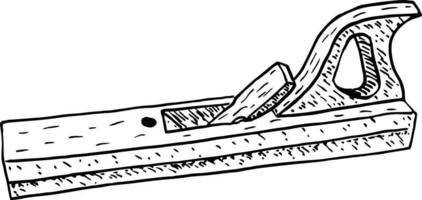 Jointer plane sketch tool illustration. Wood plane or carpenter tool. Carpentry vintage jointer, plane tool, woodwork, plane shave, wood processing vector