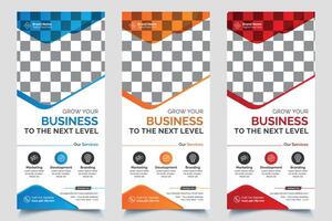 Corporate rollup banner template, advertisement, pull up, polygon background, vector illustration, business flyer, and display banner for your Corporate business, company, and restaurant with 3 color