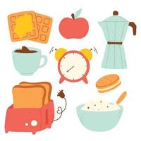 Set of good morning elements in flat style. Vector illustration. Collection of objects for the morning.