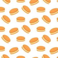 Seamless pattern with cookies in a flat style. Vector illustration. Print with homemade cookies.