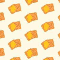 Seamless pattern with waffles. Homemade waffle print. Vector illustration. Flat style.