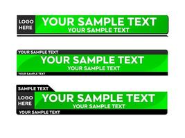 Green Lower third vector design with Green overlay strip text video. News Lower Thirds Pack Template. Vector illustration.