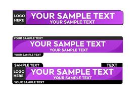 Purple Lower third vector design with Purple overlay strip text video. News Lower Thirds Pack Template. Vector illustration.