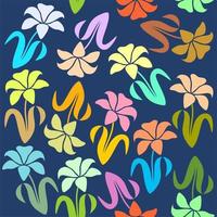 Seamless lily flower on dark blue background. Shabby chic lily flower background. vector