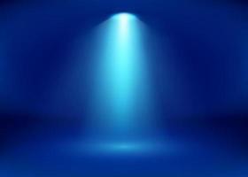 Empty Blue Studio and Spotlight. Bright shiny rays. Vector illustration