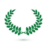Green laurel wreath icon for web design. Award sign. Vector illustration isolated on white background