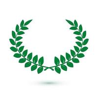 Green laurel wreath icon for web design. Award sign. Vector illustration isolated on white background