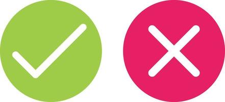 Cross and check mark icons vector in red and green circles