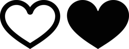 Heart icon set vector with black and white background . Love symbol icon set.