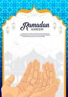 ramadan kareem poster with hands on a white background size A4 vector