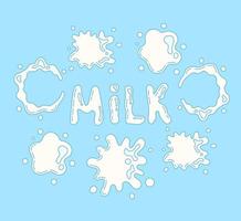 Liquid milk drops and splatters set vector