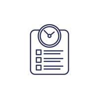 timesheet and time tracking line icon vector